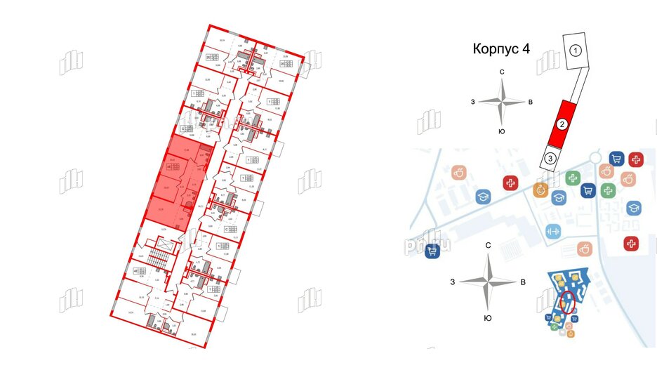 Квартира в ЖК Квартал Лаголово, 3 комнатная, 73.34 м², 8 этаж