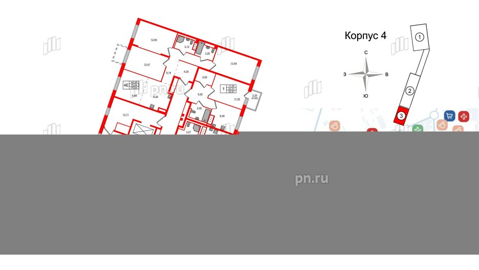 Квартира в ЖК Квартал Лаголово, 1 комнатная, 36.8 м², 5 этаж
