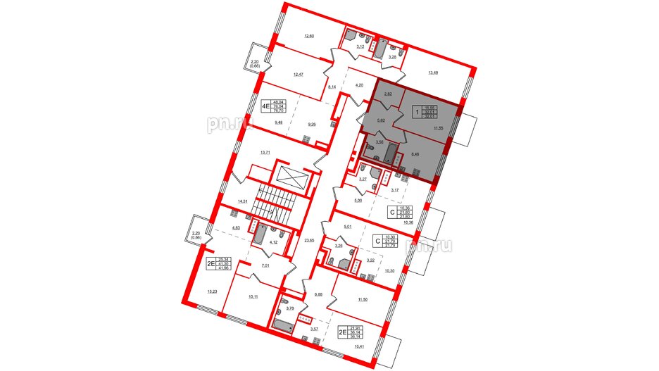 Квартира в ЖК Квартал Лаголово, 3 комнатная, 76.7 м², 6 этаж