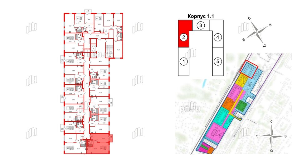 Квартира в ЖК Квартал Торики, 1 комнатная, 40.98 м², 2 этаж