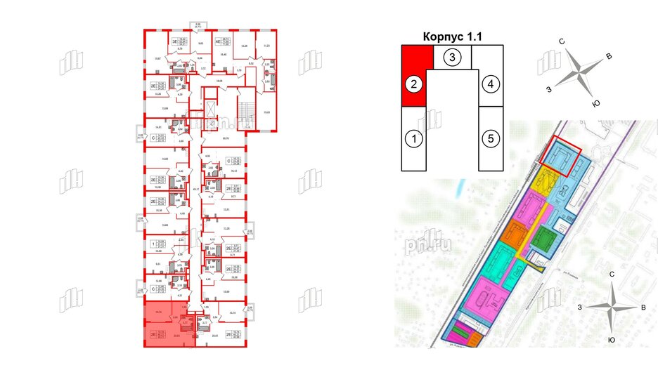 Квартира в ЖК Квартал Торики, 1 комнатная, 40.21 м², 2 этаж