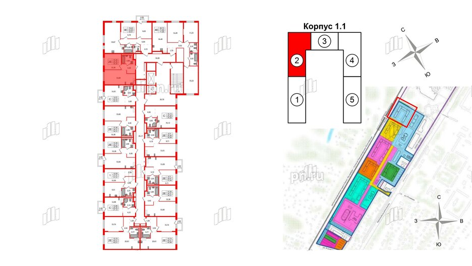 Квартира в ЖК Квартал Торики, 1 комнатная, 34.3 м², 2 этаж