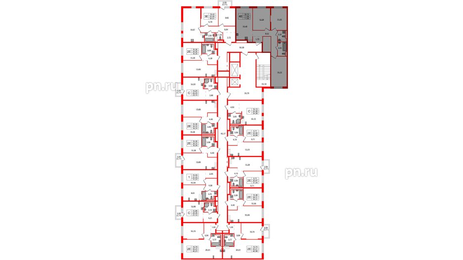 Квартира в ЖК Квартал Торики, 3 комнатная, 71.68 м², 2 этаж