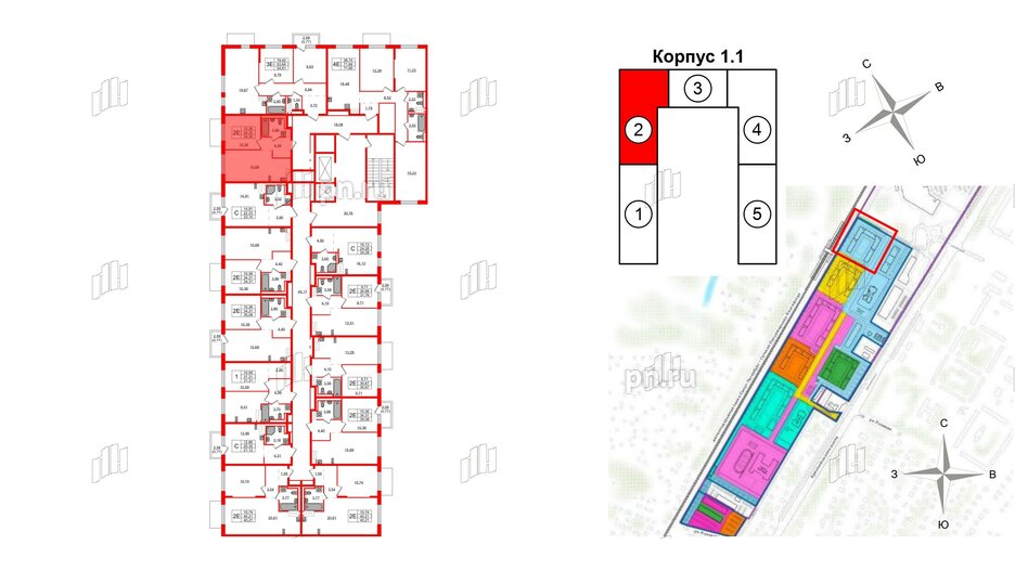 Квартира в ЖК Квартал Торики, 1 комнатная, 34.3 м², 4 этаж