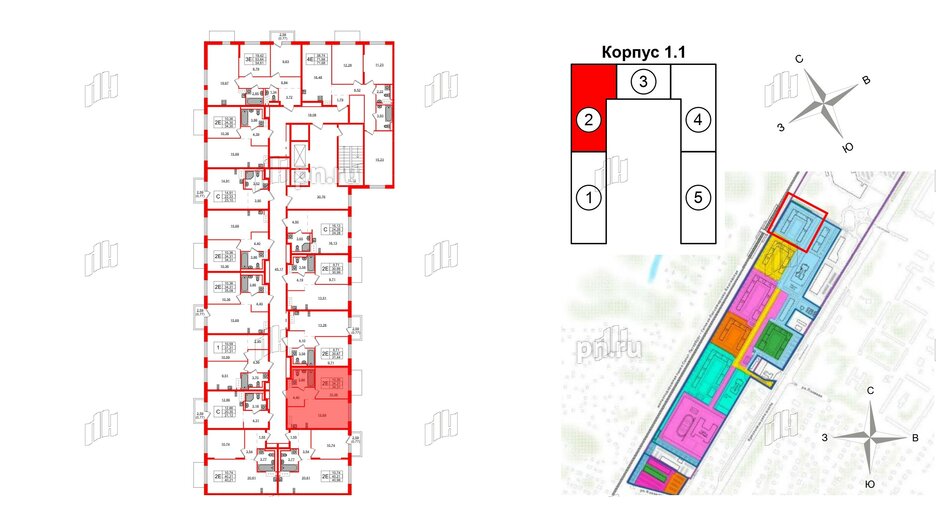 Квартира в ЖК Квартал Торики, 1 комнатная, 34.31 м², 6 этаж