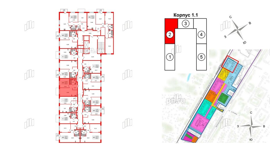 Квартира в ЖК Квартал Торики, 1 комнатная, 34.31 м², 13 этаж