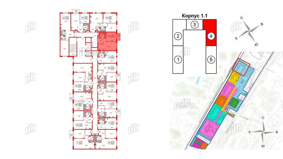 Квартира в ЖК Квартал Торики, 1 комнатная, 35.07 м², 2 этаж