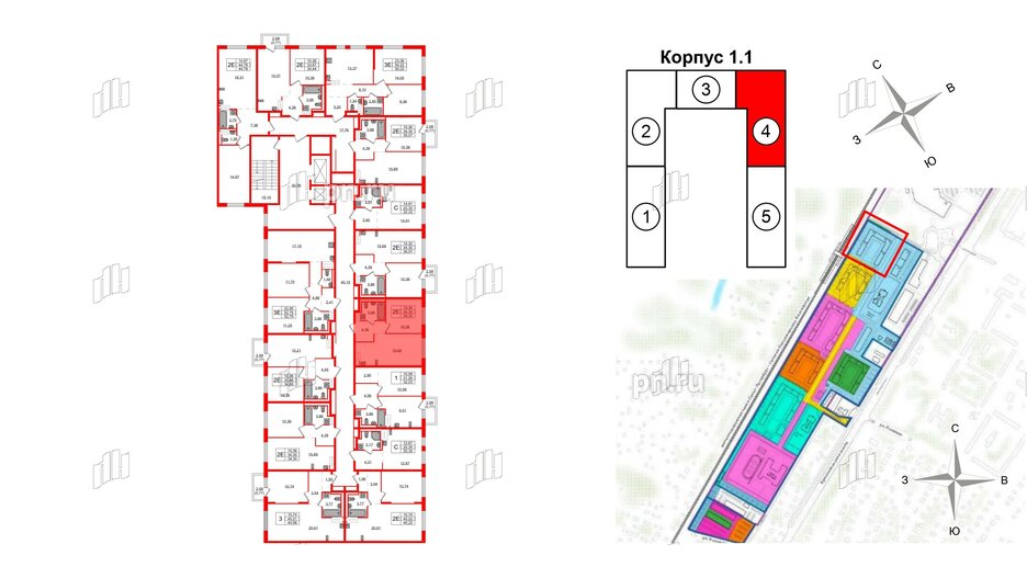 Квартира в ЖК Квартал Торики, 1 комнатная, 34.3 м², 2 этаж