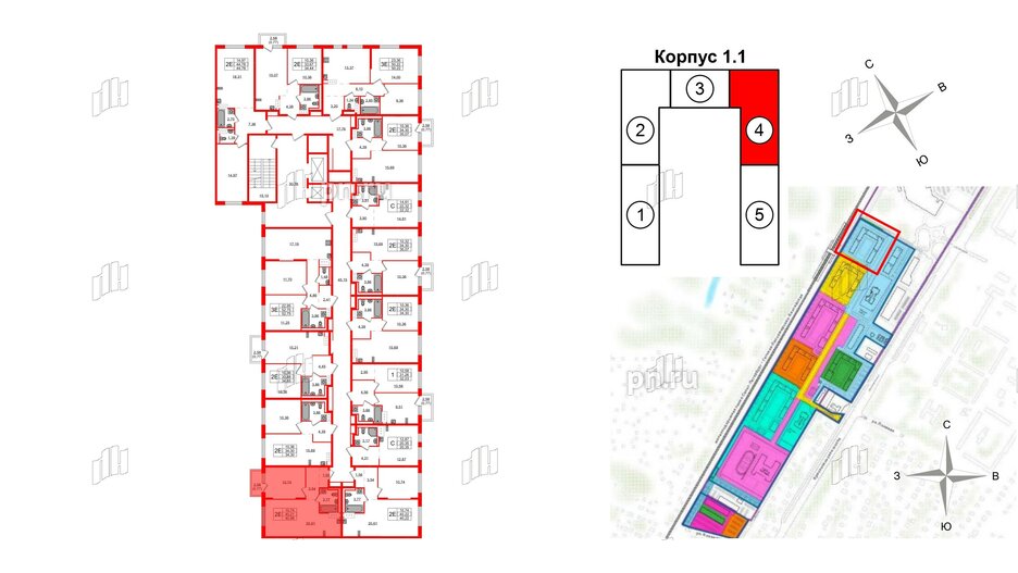 Квартира в ЖК Квартал Торики, 1 комнатная, 40.98 м², 2 этаж