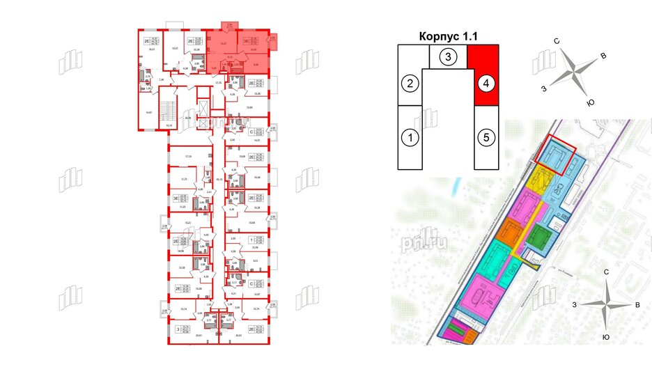 Квартира в ЖК Квартал Торики, 2 комнатная, 51.76 м², 3 этаж