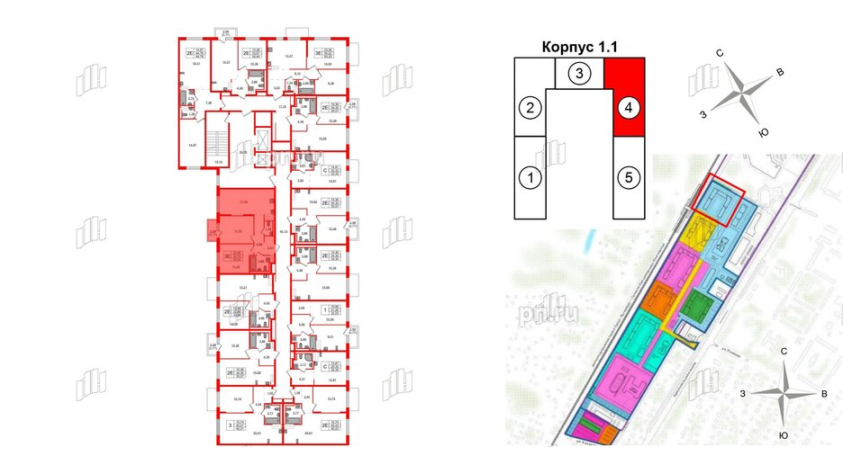 Квартира в ЖК Квартал Торики, 2 комнатная, 53.52 м², 8 этаж