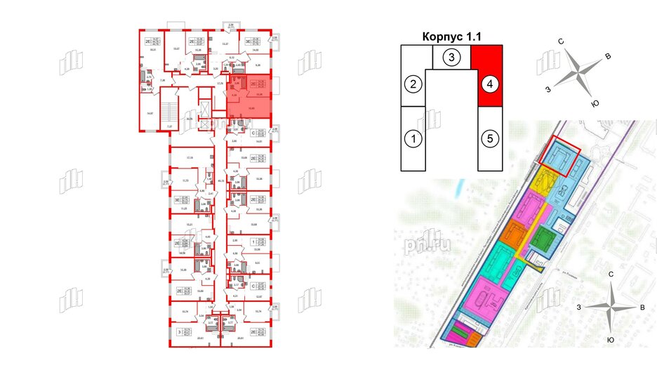 Квартира в ЖК Квартал Торики, 1 комнатная, 34.3 м², 13 этаж