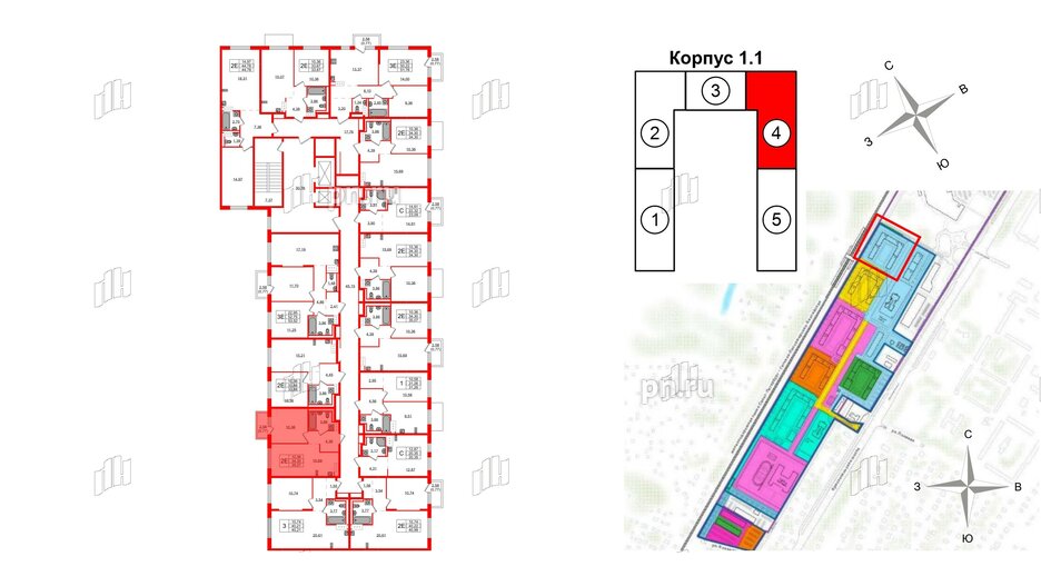 Квартира в ЖК Квартал Торики, 1 комнатная, 35.07 м², 13 этаж