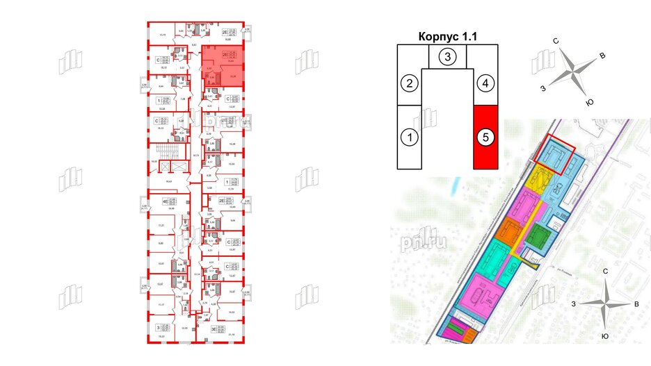 Квартира в ЖК Квартал Торики, 1 комнатная, 34.3 м², 2 этаж