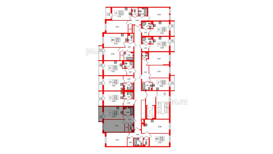 Квартира в ЖК Кинопарк, 1 комнатная, 36.29 м², 3 этаж