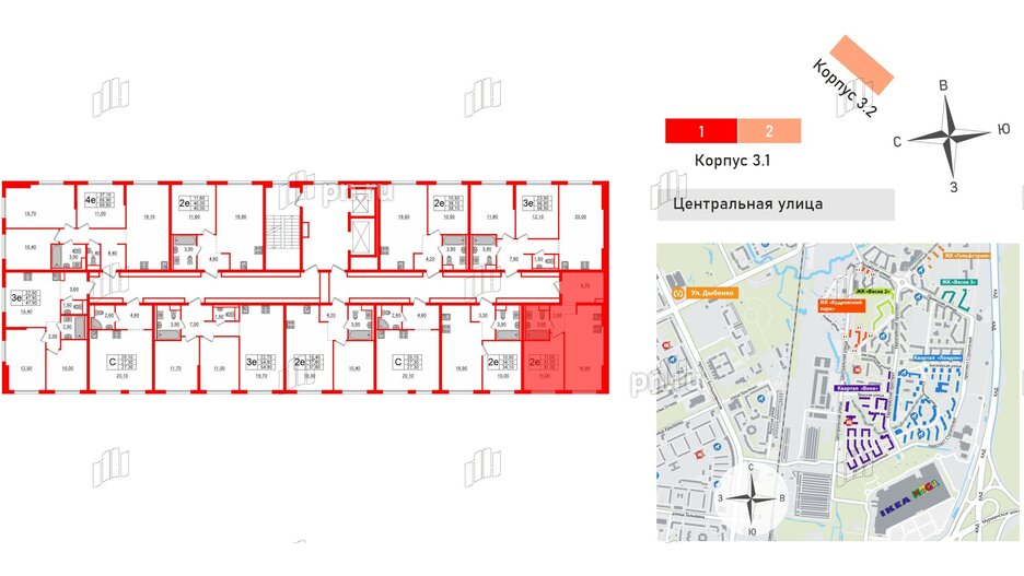 Квартира в ЖК Кудровский парк, 1 комнатная, 41 м², 11 этаж