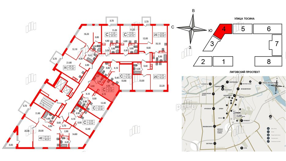 Квартира в ЖК Куинджи, студия, 21.9 м², 7 этаж