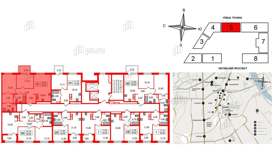 Квартира в ЖК Куинджи, 2 комнатная, 67.2 м², 10 этаж