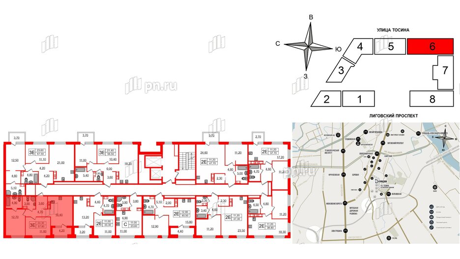 Квартира в ЖК Куинджи, 2 комнатная, 57.8 м², 14 этаж