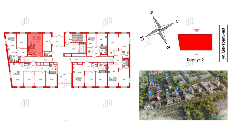 Квартира в ЖК Курортный квартал, студия, 22.6 м², 1 этаж