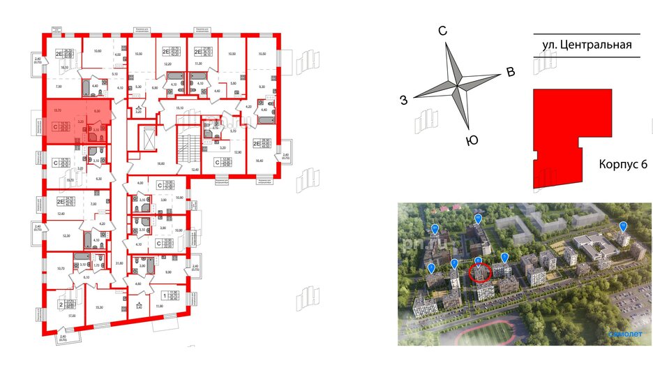 Квартира в ЖК Курортный квартал, студия, 28.3 м², 3 этаж