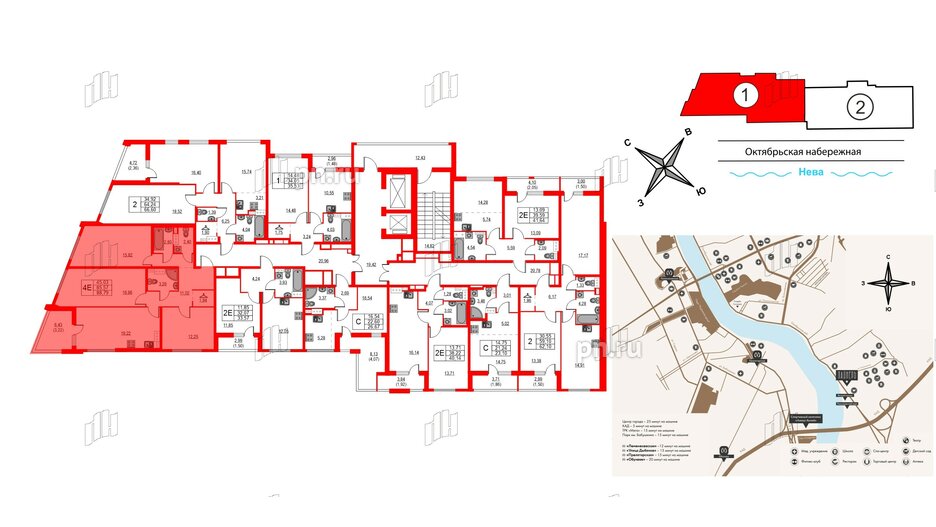 Квартира в ЖК Лайнеръ, 3 комнатная, 88.79 м², 9 этаж