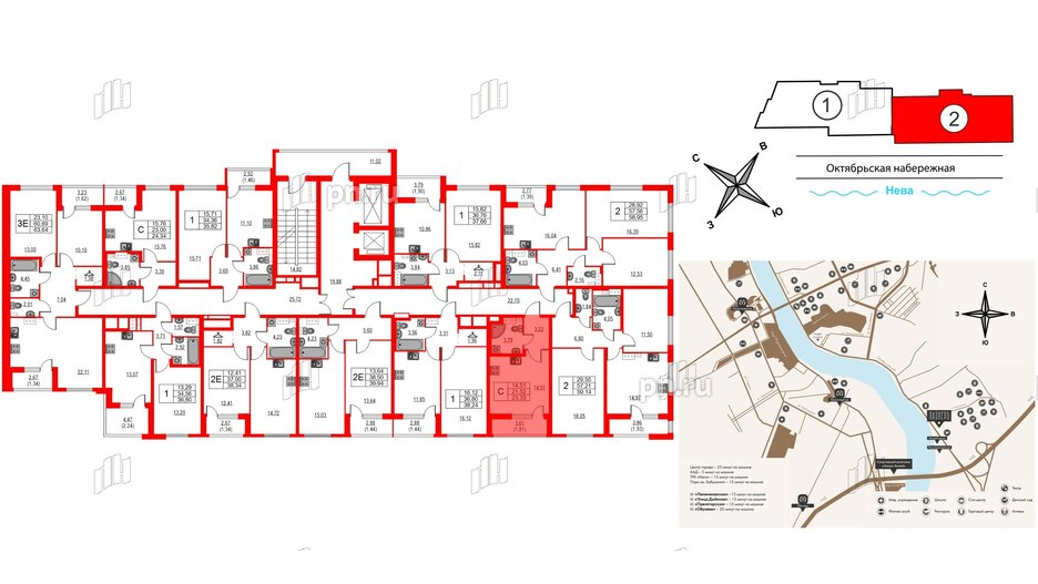 Квартира в ЖК Лайнеръ, студия, 23.33 м², 3 этаж