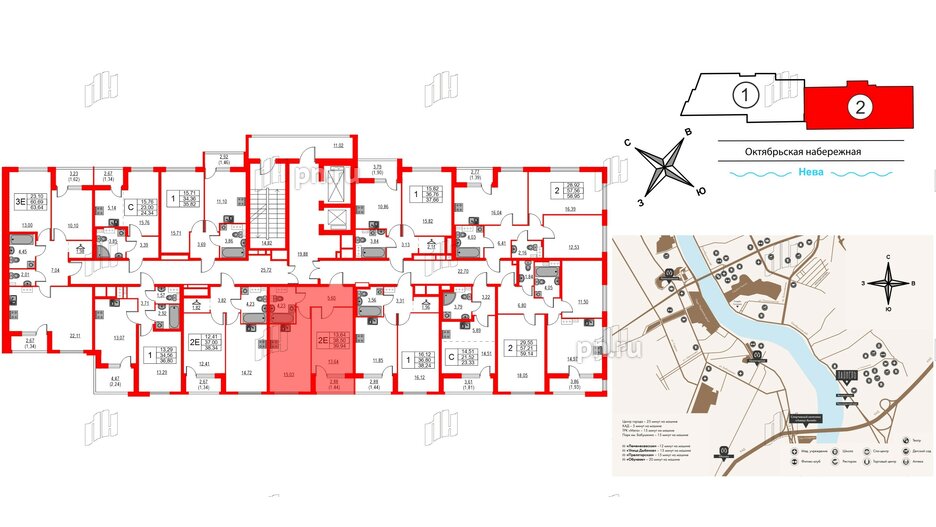 Квартира в ЖК Лайнеръ, 1 комнатная, 39.94 м², 3 этаж