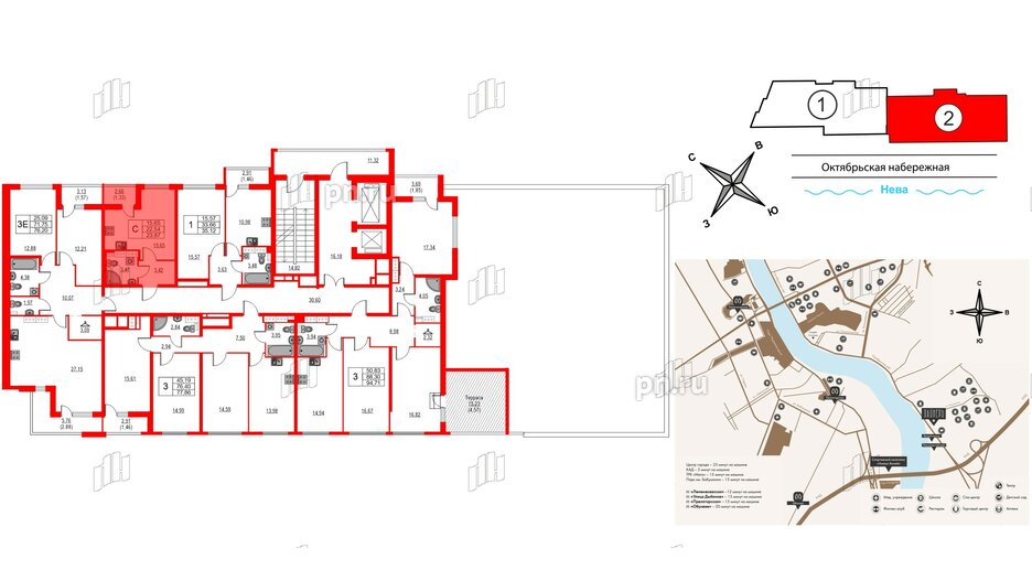 Квартира в ЖК Лайнеръ, студия, 23.87 м², 13 этаж