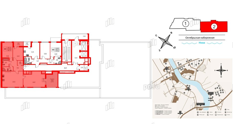 Квартира в ЖК Лайнеръ, 3 комнатная, 96.76 м², 15 этаж