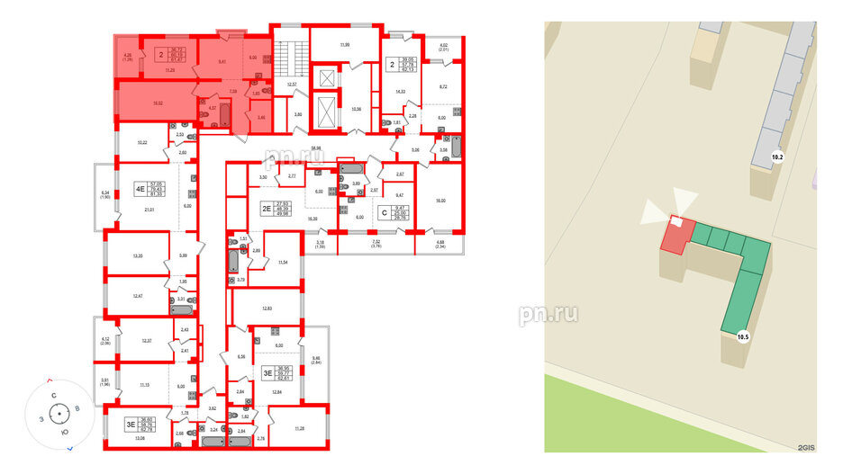 Квартира в ЖК «ЛесART», 2 комнатная, 61.47 м², 2 этаж