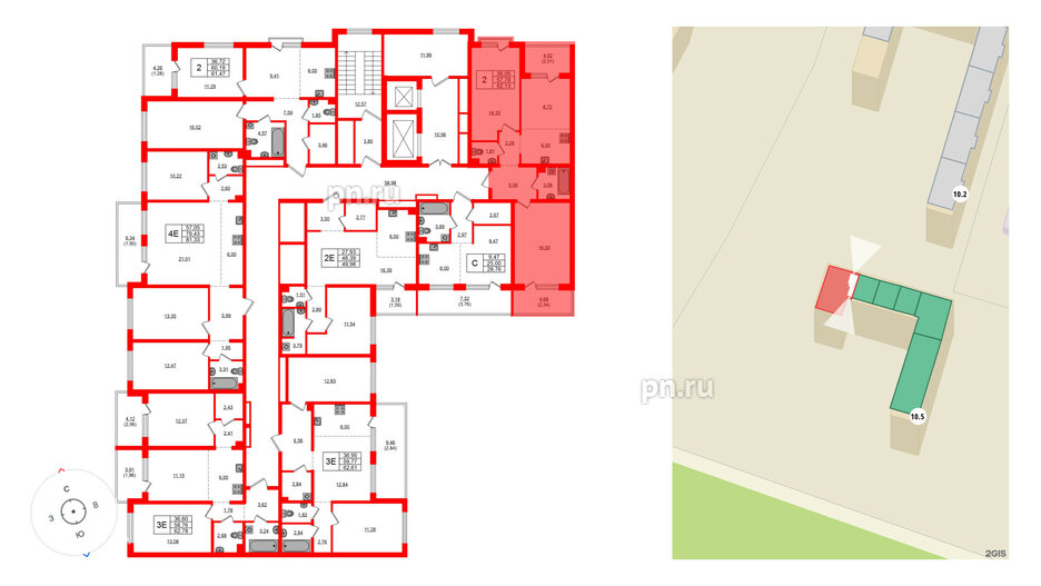 Квартира в ЖК «ЛесART», 2 комнатная, 62.13 м², 2 этаж