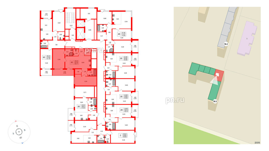 Квартира в ЖК «ЛесART», 2 комнатная, 65.77 м², 2 этаж