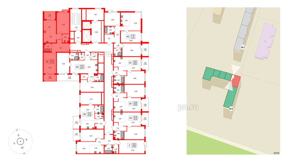 Квартира в ЖК «ЛесART», 2 комнатная, 61.78 м², 2 этаж