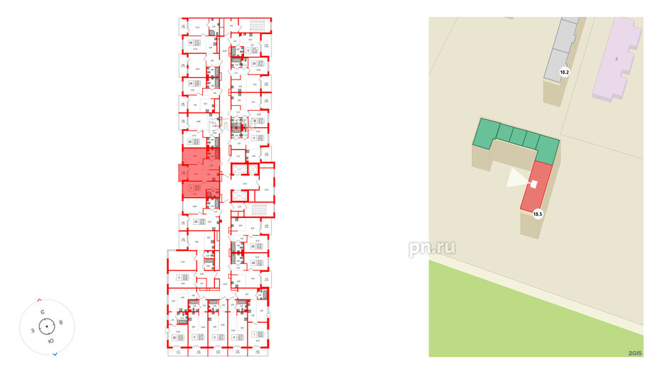 Квартира в ЖК «ЛесART», 2 комнатная, 53.11 м², 2 этаж