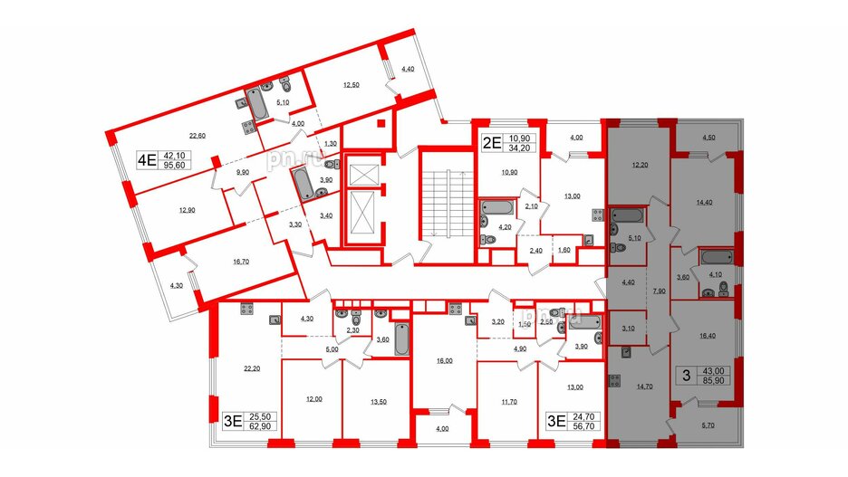 Квартира в ЖК «Литера», 3 комнатная, 85.9 м², 3 этаж