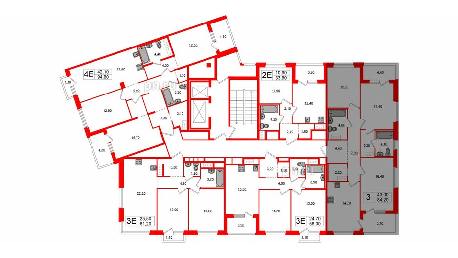 Квартира в ЖК «Литера», 3 комнатная, 84.2 м², 8 этаж