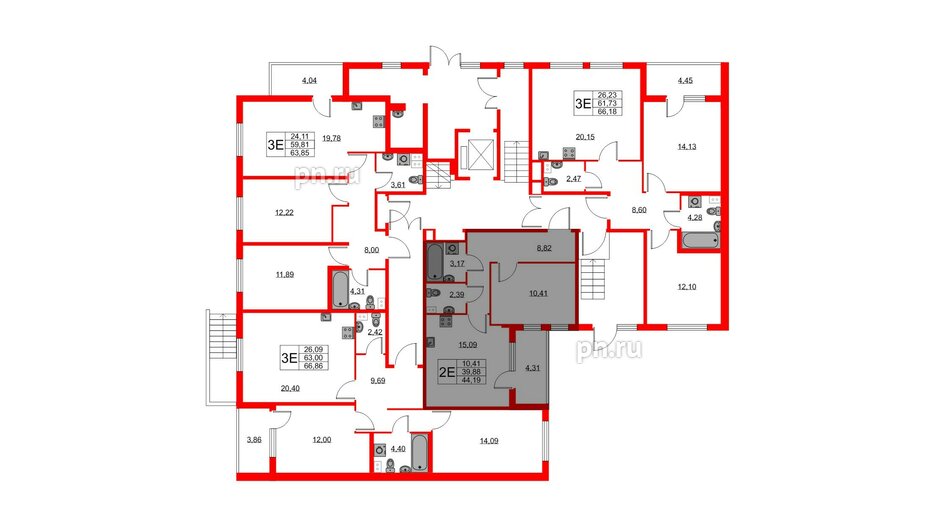 Квартира в ЖК Любоград, 1 комнатная, 39.88 м², 1 этаж