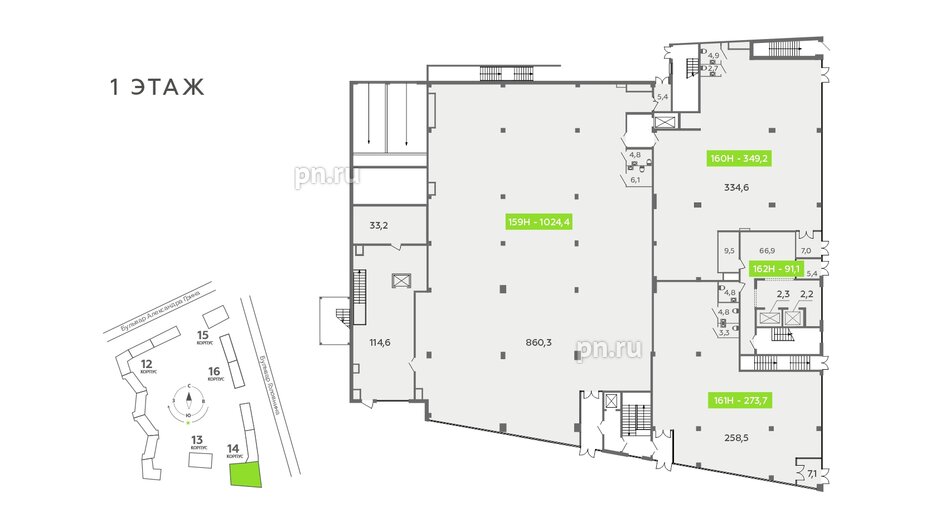 Помещение в ЖК Аквилон ZALIVE, 3296.1 м², 1 этаж