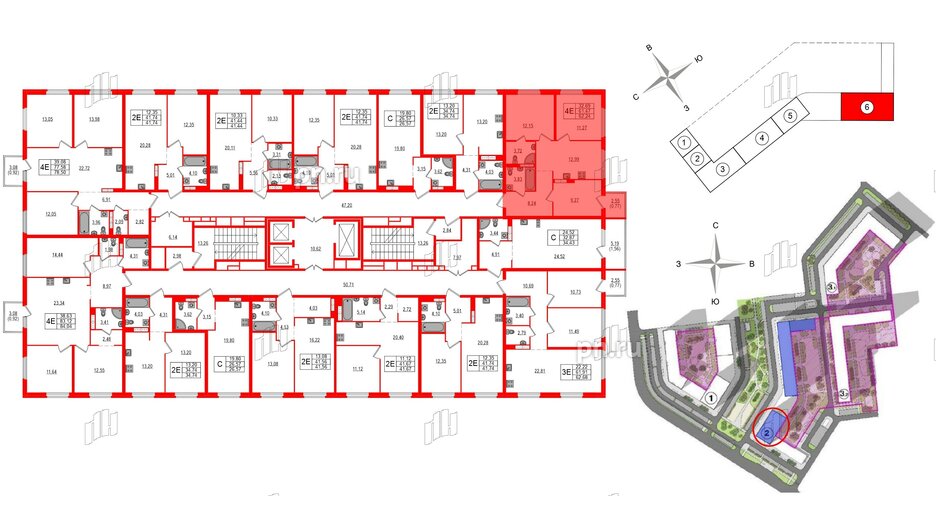 Квартира в ЖК Максималист, 3 комнатная, 62.24 м², 10 этаж