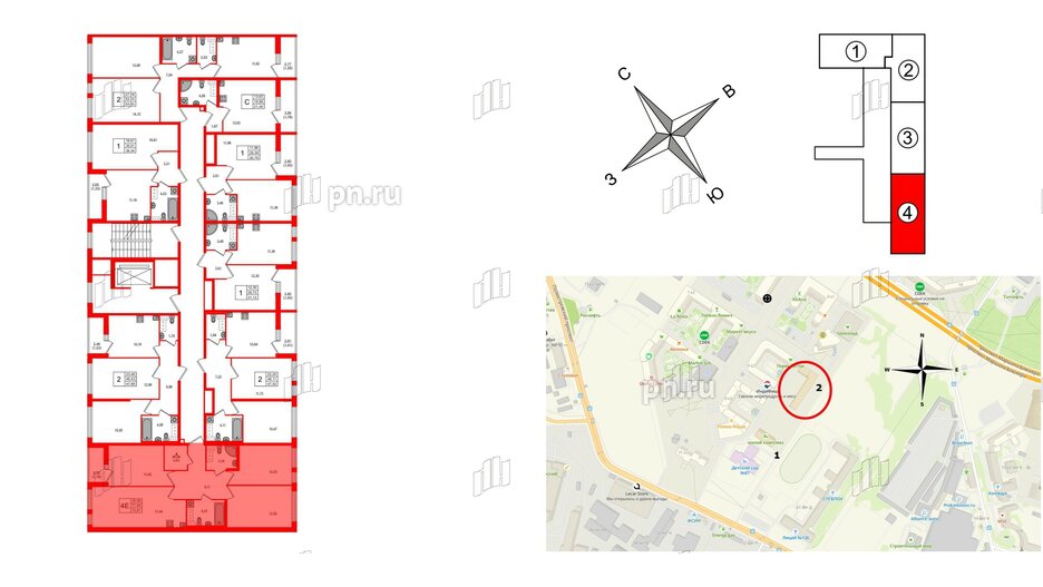 Квартира в ЖК Master Place, 3 комнатная, 72.87 м², 7 этаж