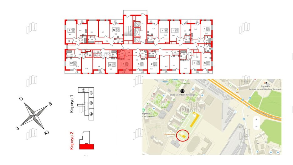 Квартира в ЖК Master Place, студия, 21.86 м², 15 этаж