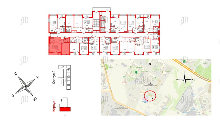 Квартира в ЖК Master Place, 1 комнатная, 40.93 м², 13 этаж