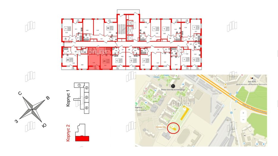 Квартира в ЖК Master Place, 1 комнатная, 38.83 м², 8 этаж