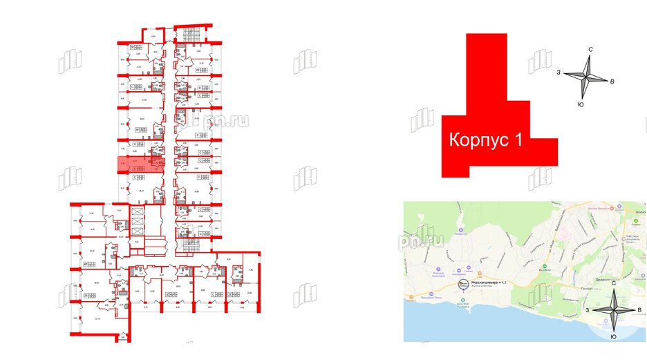 Апартаменты в ЖК Морская Ривьера, студия, 24.4 м², 10 этаж