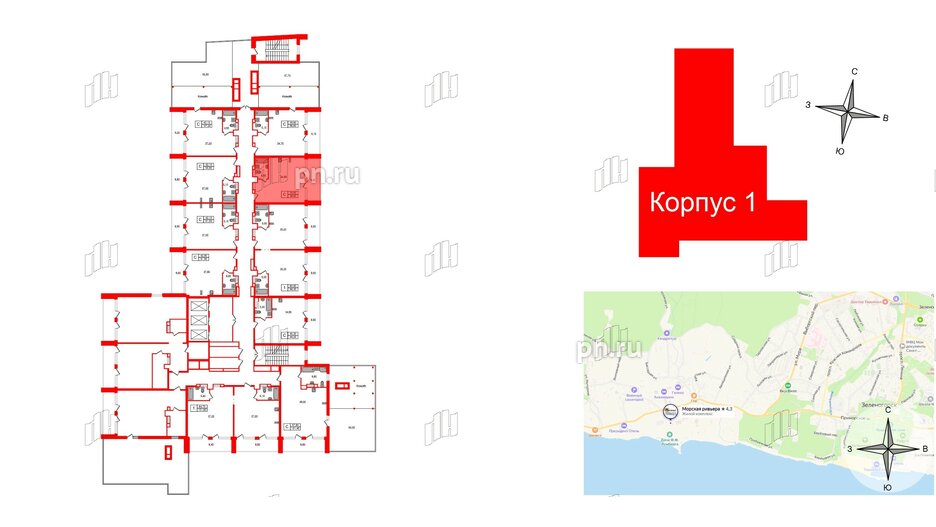 Апартаменты в ЖК Морская Ривьера, студия, 48.6 м², 11 этаж