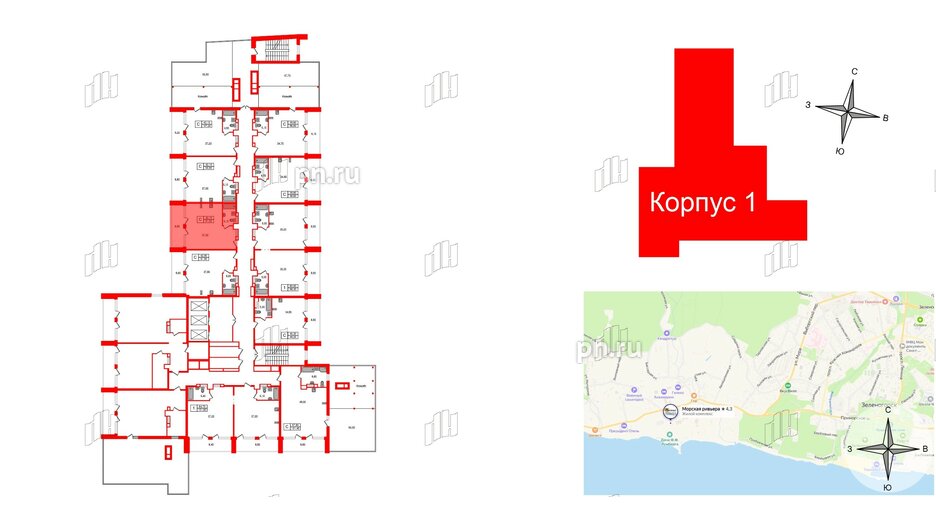 Апартаменты в ЖК Морская Ривьера, студия, 51 м², 11 этаж