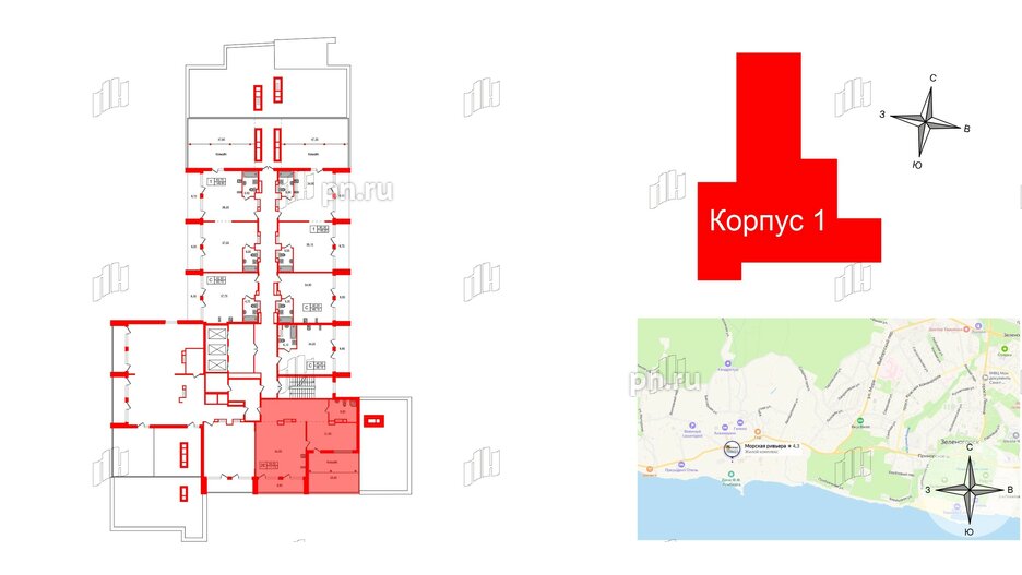 Апартаменты в ЖК Морская Ривьера, 2 комнатные, 111.72 м², 12 этаж