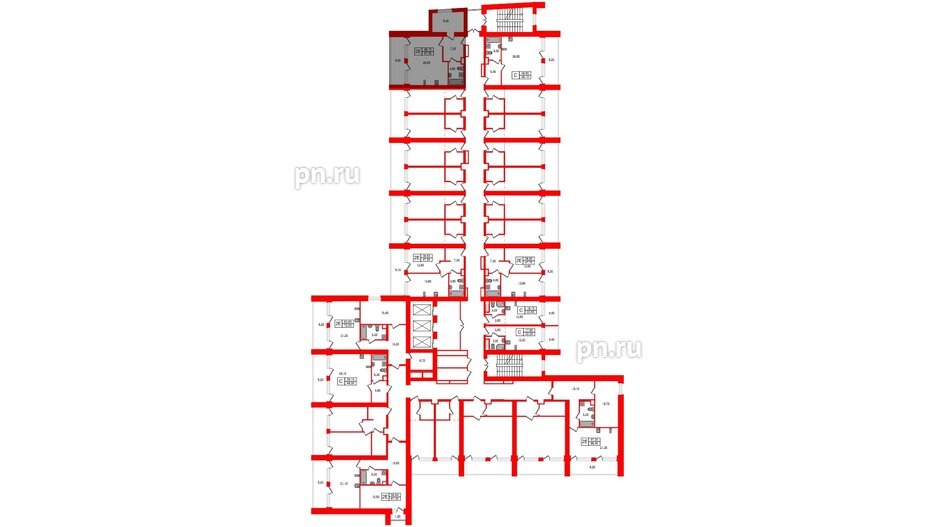 Апартаменты в ЖК Морская Ривьера, 1 комнатные, 57.3 м², 4 этаж