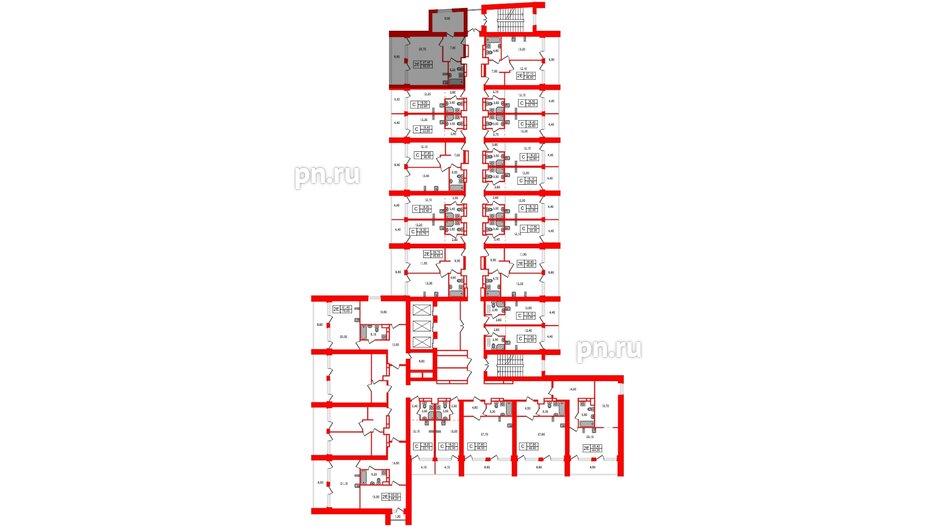 Апартаменты в ЖК Морская Ривьера, 1 комнатные, 56.2 м², 5 этаж